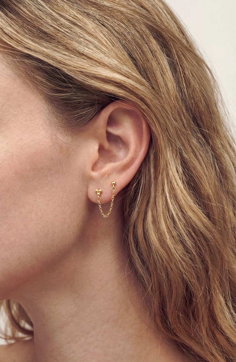 st. Moran Hanging Double Piercing Single Earring, Alternate, color, Gold