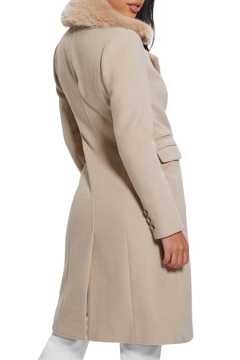 New Laurence Coat with Detachable Faux Fur Collar, Alternate, color, BROWN