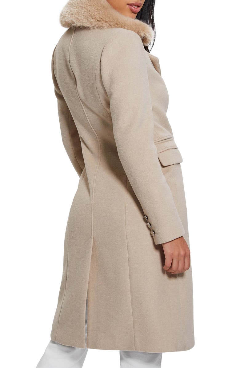 GUESS New Laurence Coat with Detachable Faux Fur Collar, Alternate, color, Brown