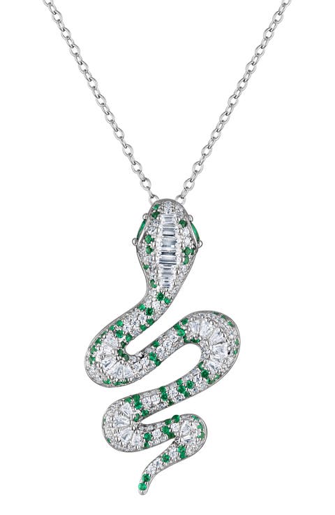 Cubic Zirconia Snake Pendant Necklace