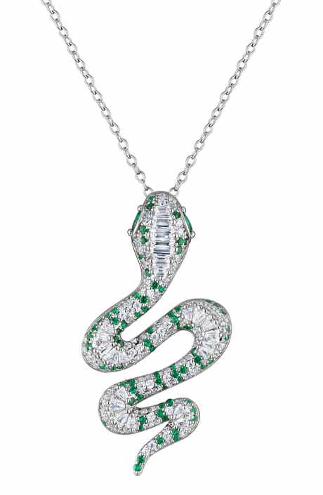 FZN Cubic Zirconia Snake Pendant Necklace