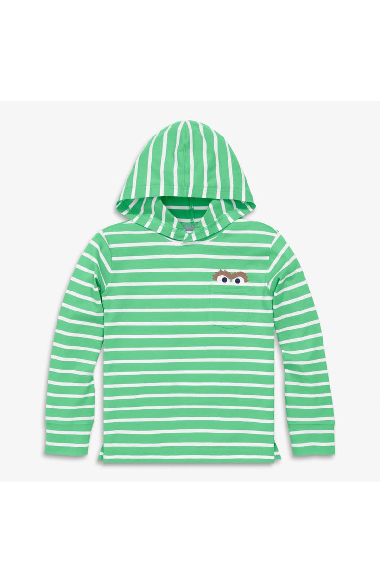 Primary Kids Sesame Street Embroidered T-Shirt Hoodie, Main, color, Clover/White Stripe