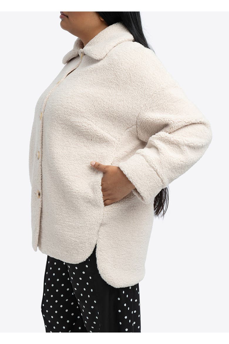 Teddy Bear Shirt Jacket Plu Size, Alternate, color, Cloud