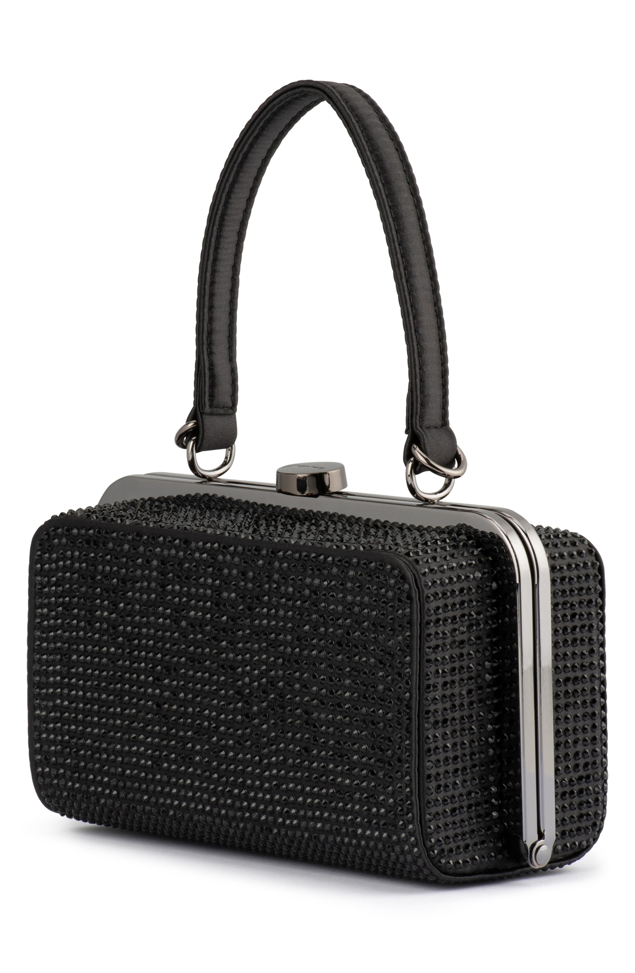 Olga Berg Rita Hotfix Top Handle Bag, Alternate, color, Black