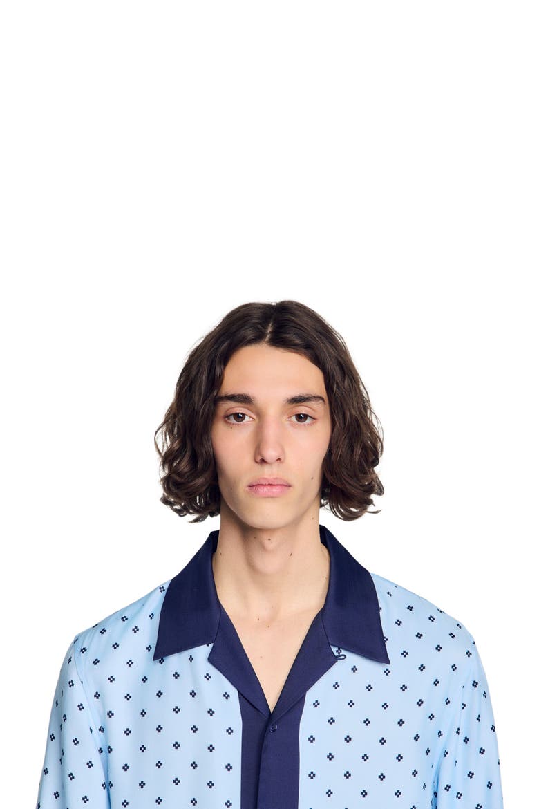 Micro cross motif shirt, Alternate, color, Sky blue