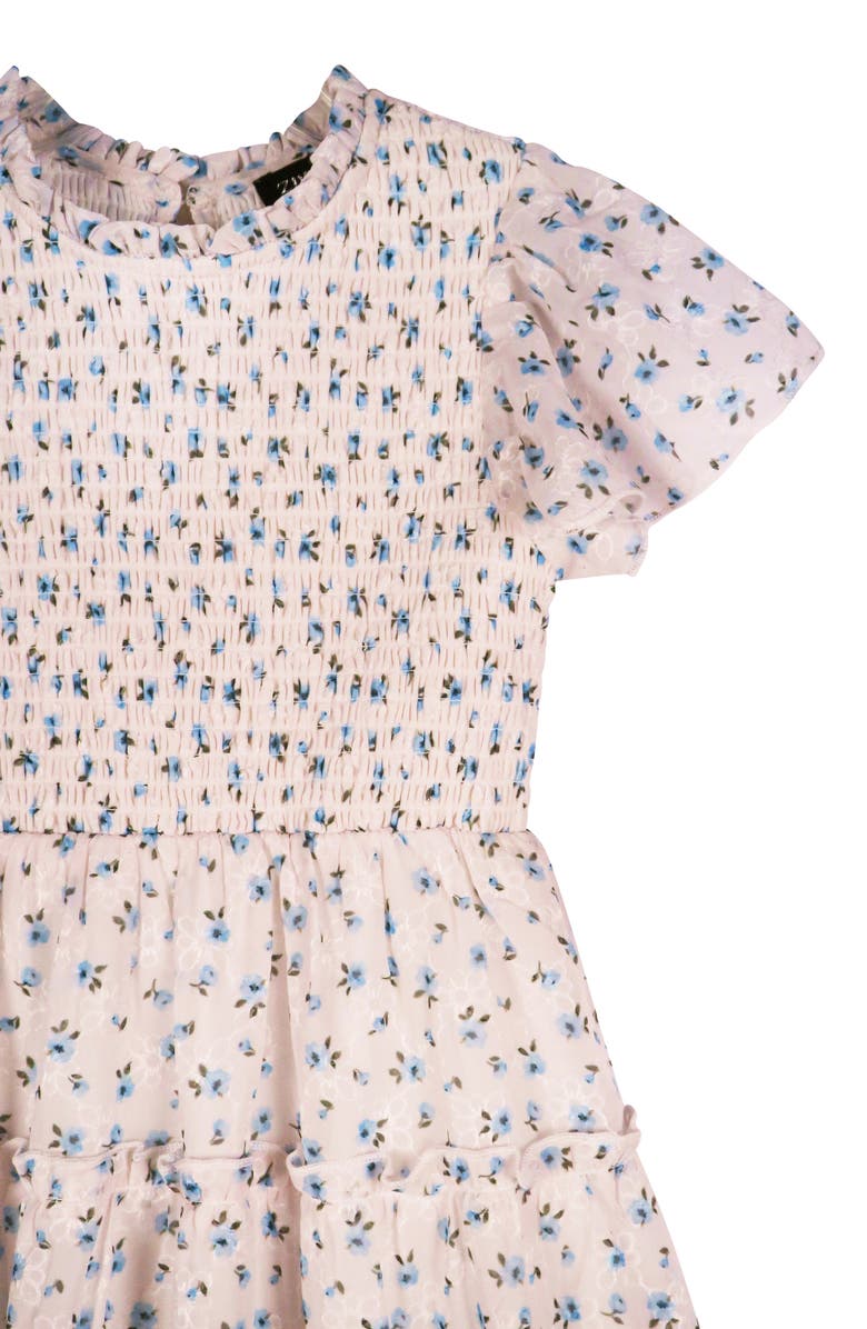Zunie Kids' Flutter Sleeve Smocked Dress, Alternate, color, White/ Blue
