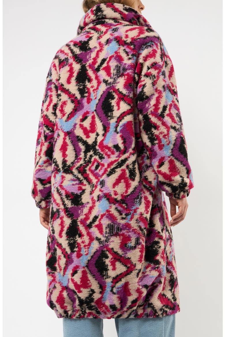 The Aurora Abstract Print Wool Blend Coat, Alternate, color, PINK