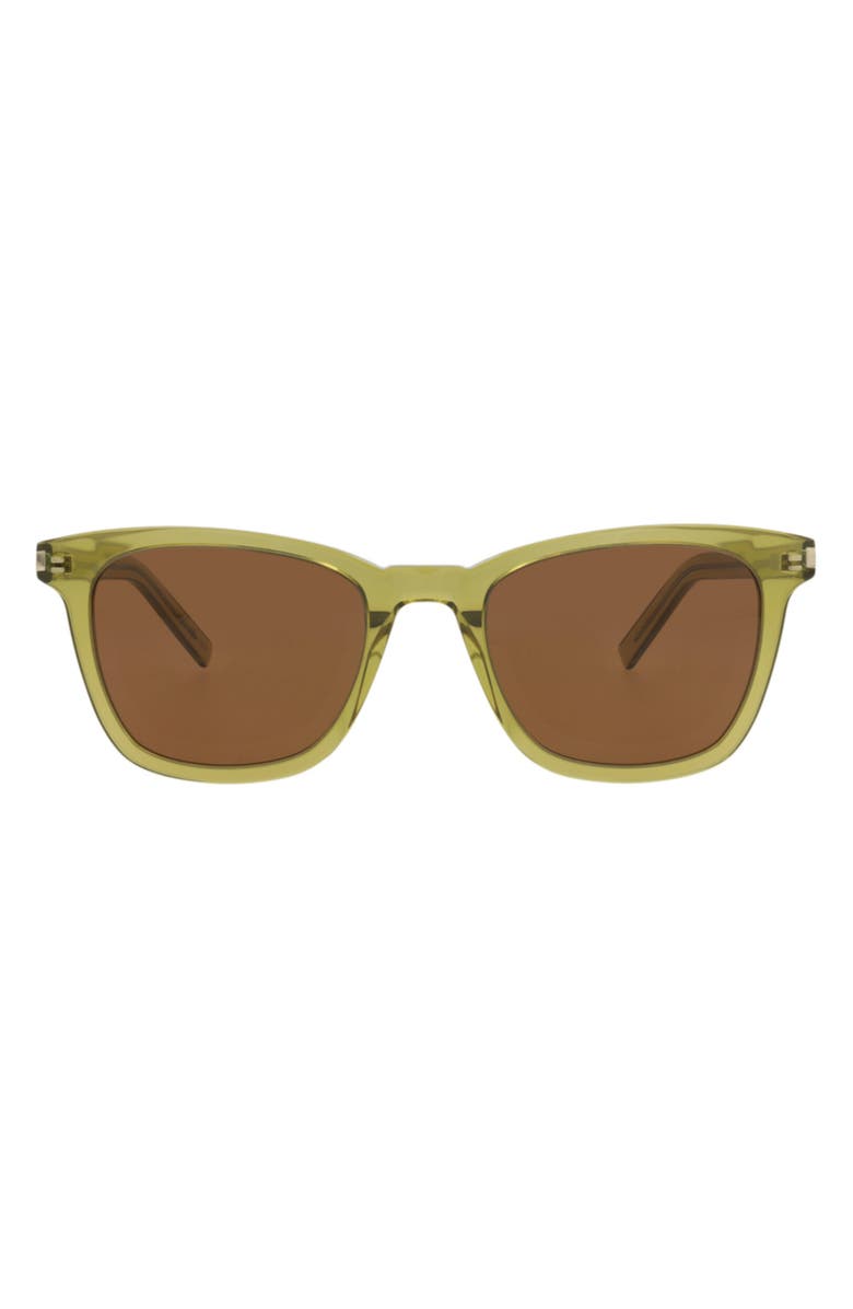 Saint Laurent 50mm Square Sunglasses, Main, color, Green Green Brown