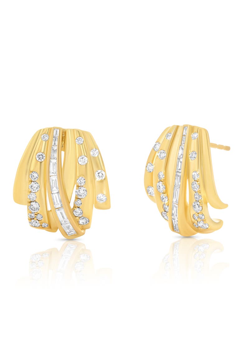 Papua Diamond Crossover Earrings, Main, color, YELLOW GOLD