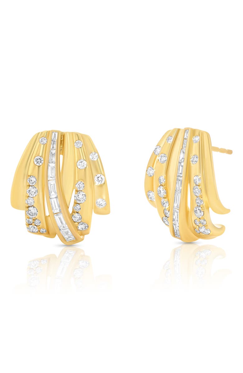 Sara Weinstock Papua Diamond Crossover Earrings, Main, color, Yellow Gold