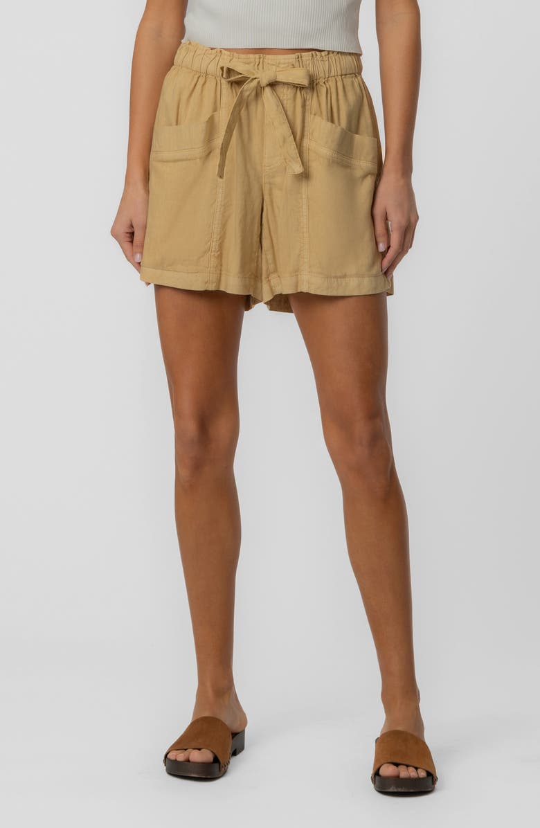 KUT from the Kloth Preston High Waist Linen Blend Shorts, Main, color, Mustard Gold