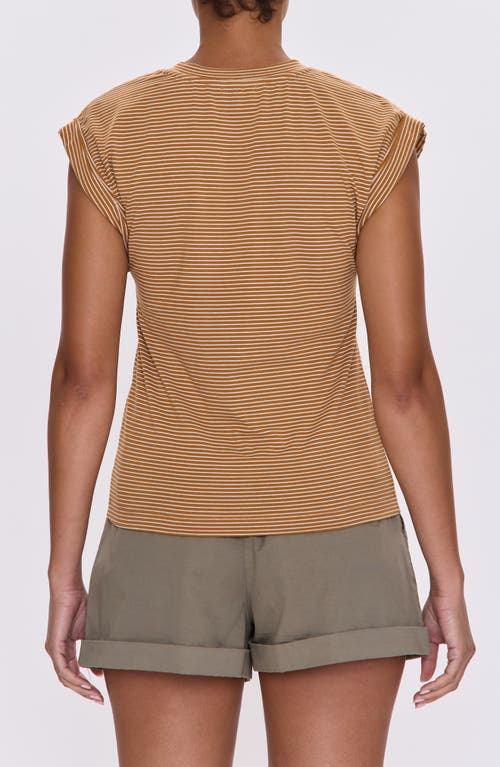 Pistola Olivia Stripe Cap Sleeve Cotton T-shirt In Brown