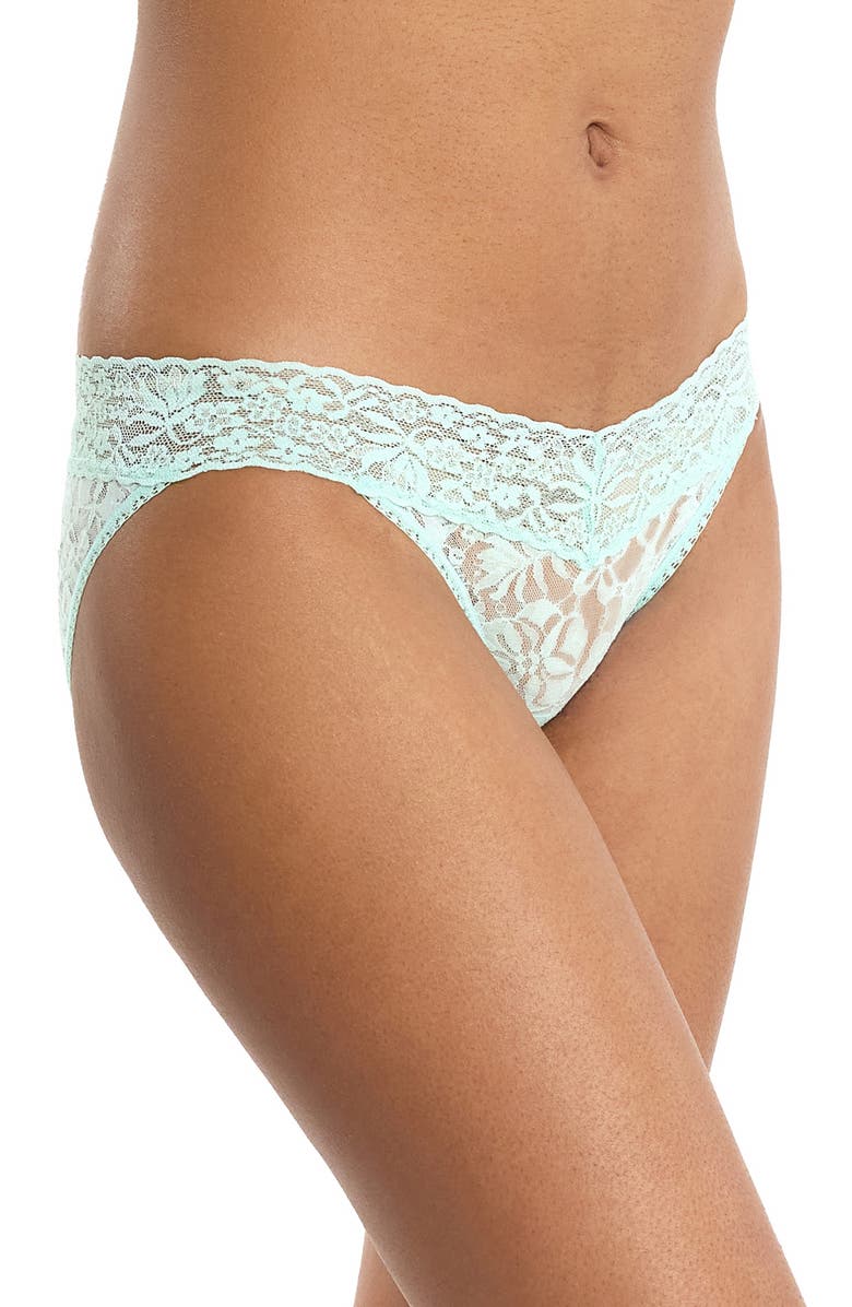 Hanky Panky Flora Lace V-Cut Bikini Briefs, Alternate, color, Mint Tea