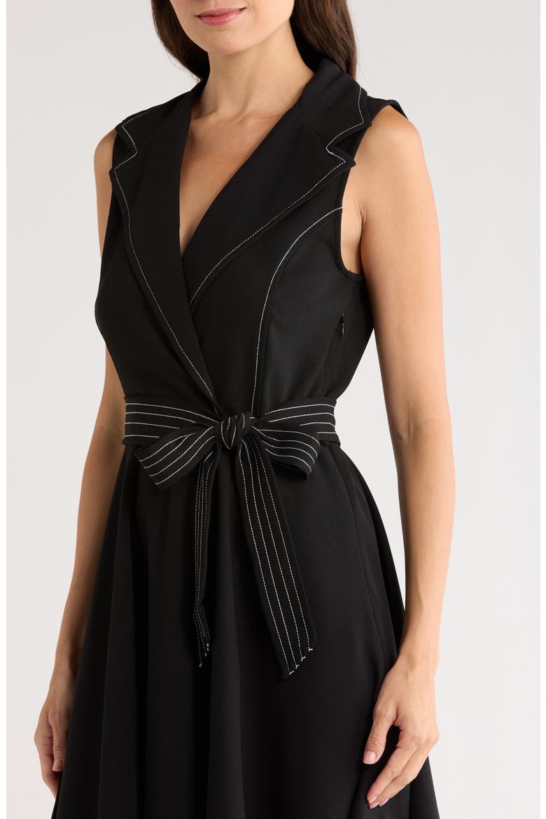 Topstitch Detail Sleeveless Dress, Alternate, color, RICH BLACK
