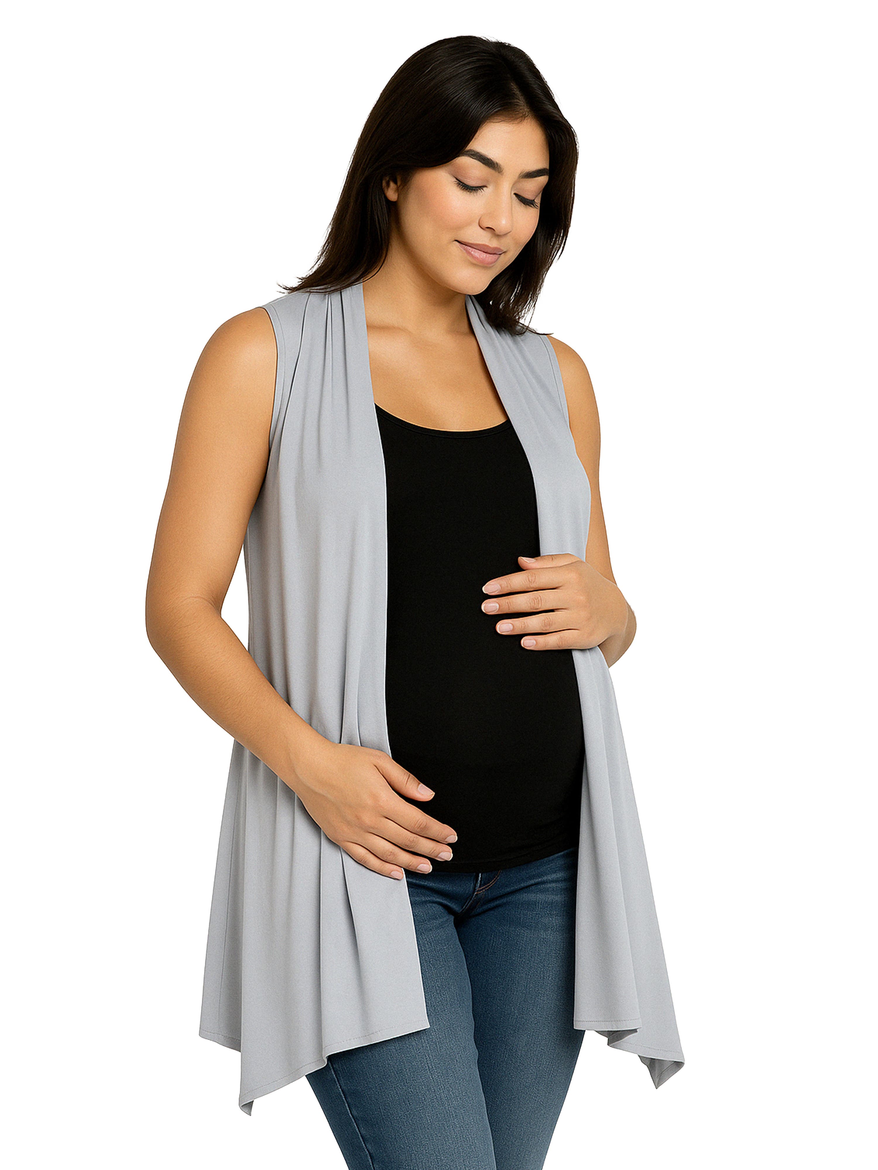Maternity Draped Open Front Sleeveless Cardigan - image 4