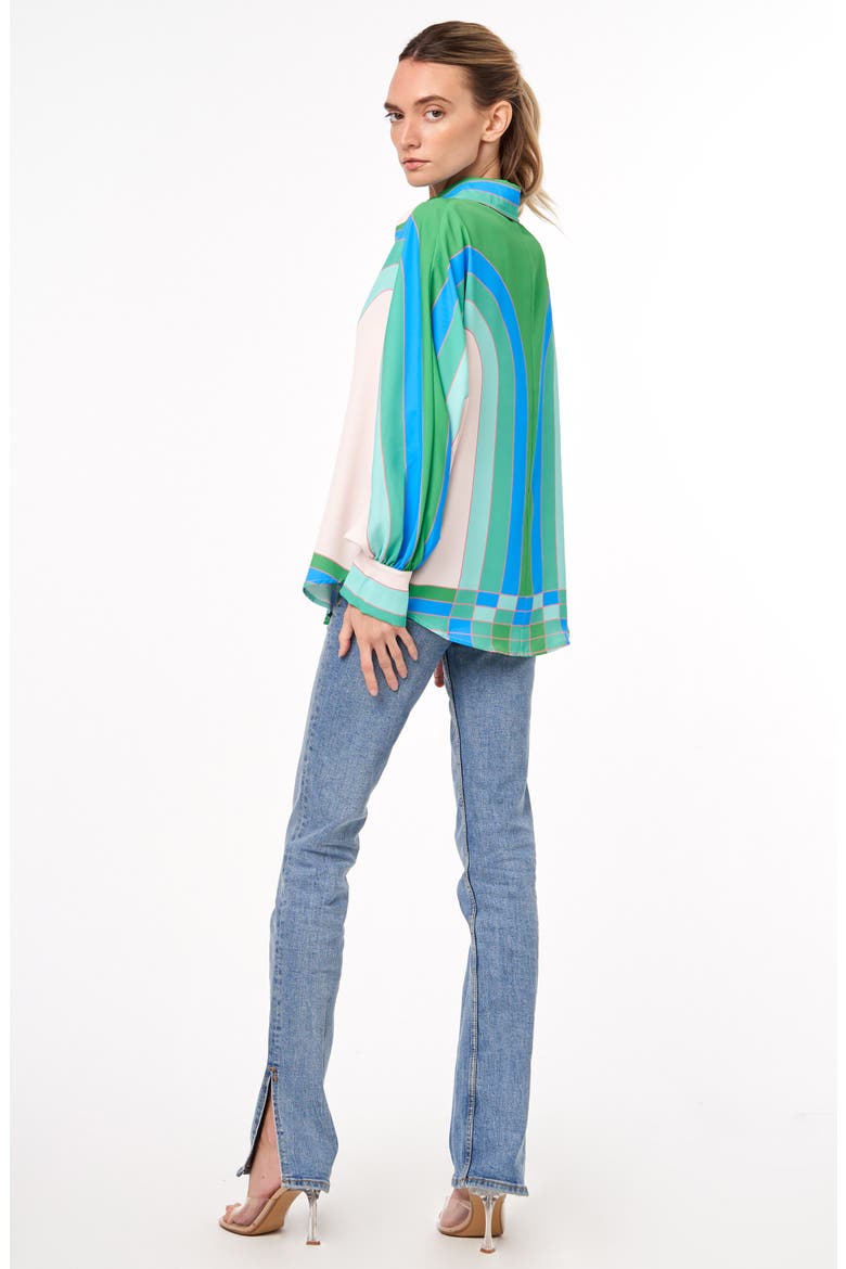 Messa Print Button-Up Shirt, Alternate, color, GREEN MULTI