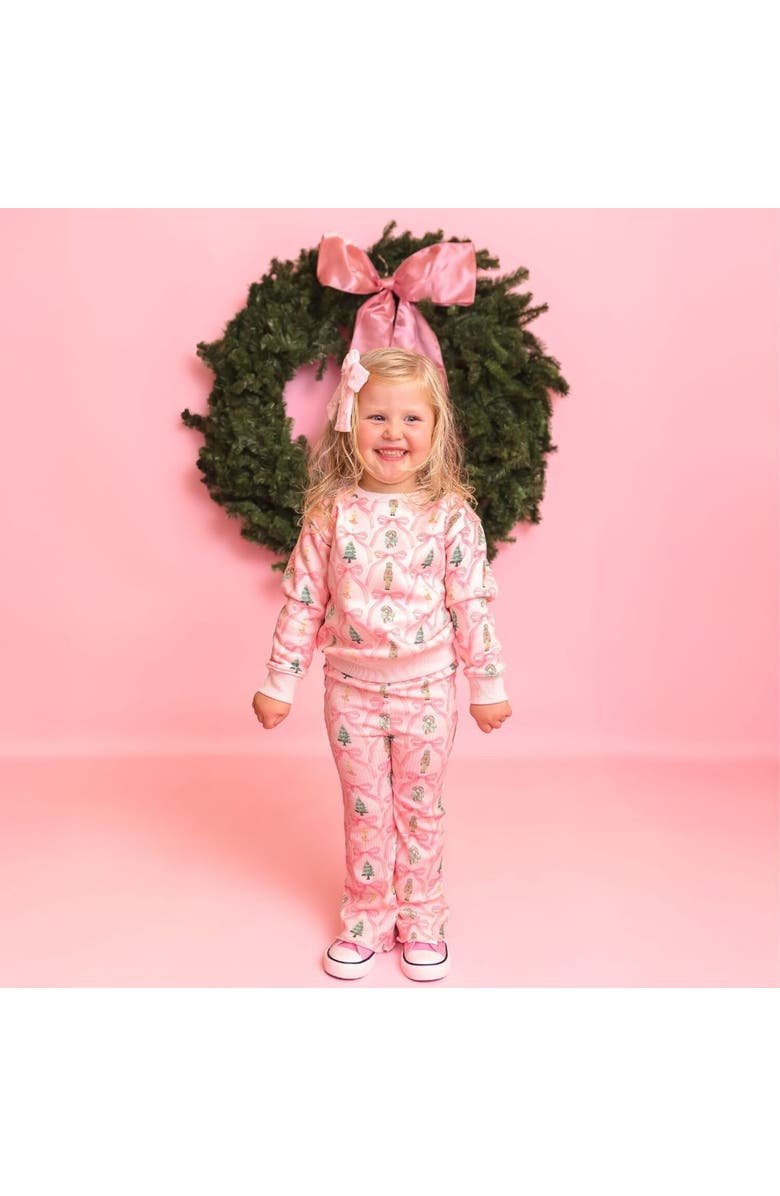Sweet Wink Nutcracker Trellis Christmas Flare Legging, Alternate, color, Ballet Pink