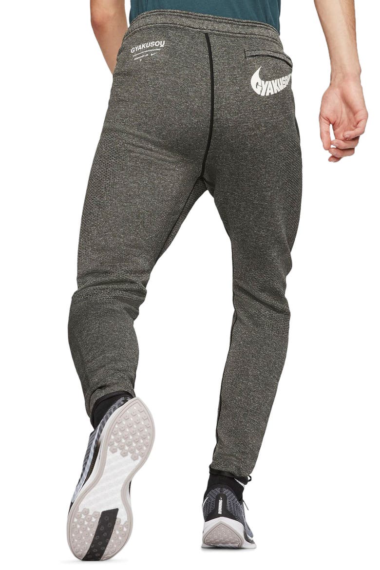 x Gyakusou Knit Running Pants, Alternate, color, BLACK HEATHER/ SAIL