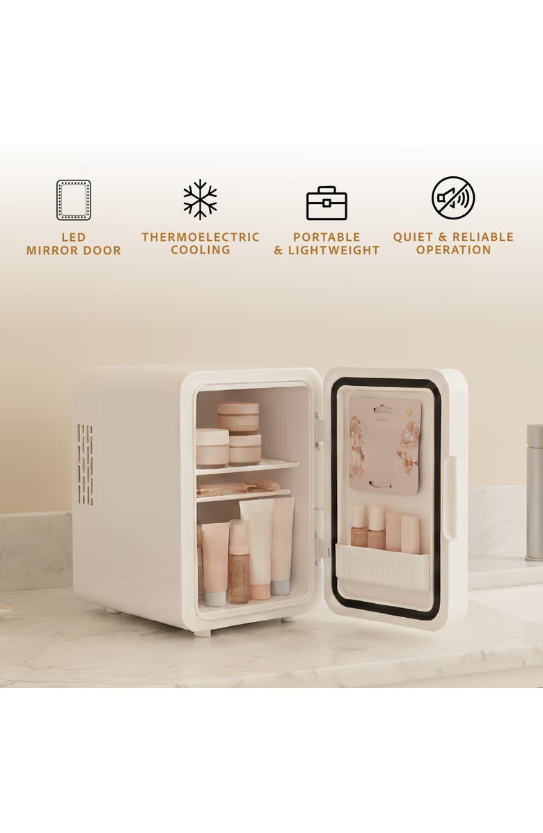 PURSONIC Mini Beauty Fridge with LED Mirror Door, Alternate, color, White