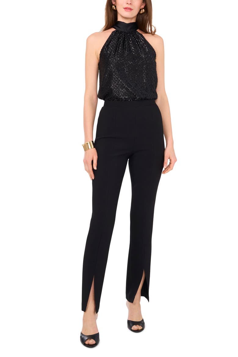 Combo Tie Back Halter Top, Alternate, color, RICH BLACK