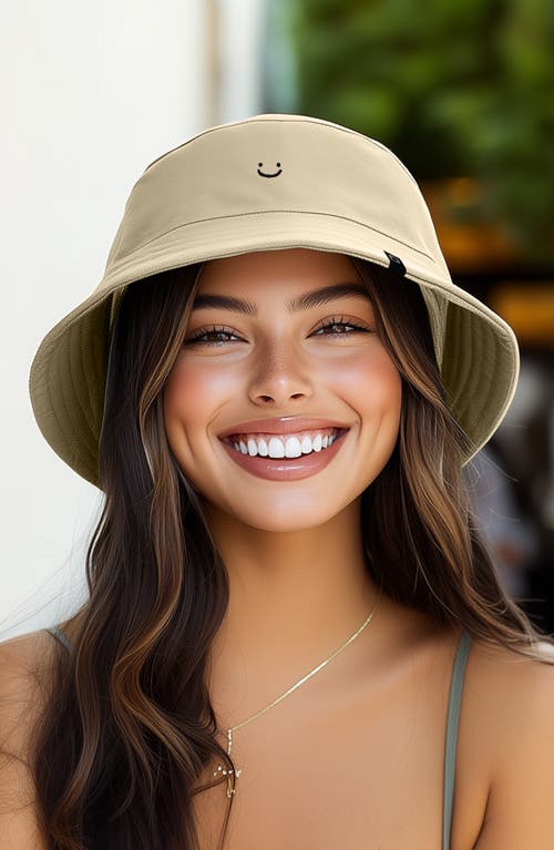 Dalix Lil Smile Bucket Hat In Sesame Beige
