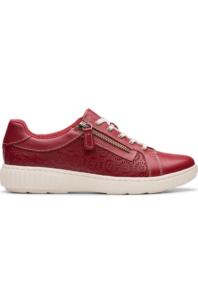 Clarks<sup>®</sup> Caroline Rio Laser-Cut Sneaker, Alternate, color, Red Leather