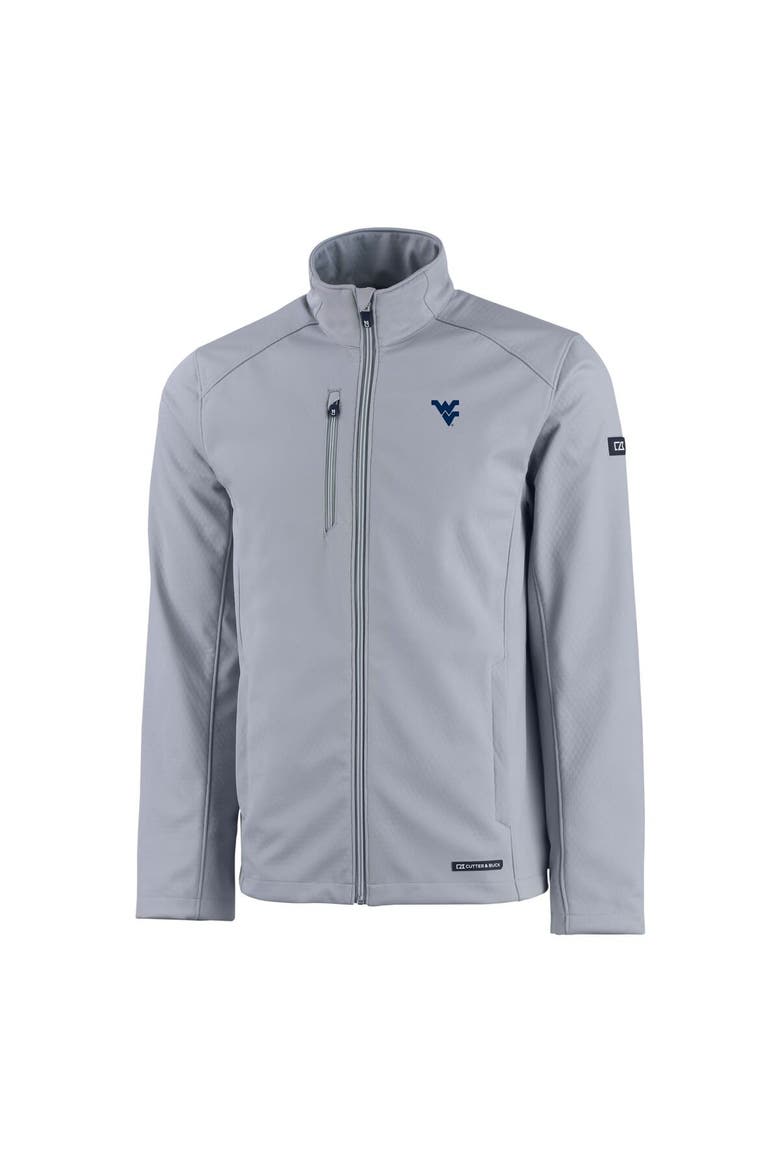 Men's Cutter & Buck  Gray West Virginia Mountaineers Evoke Eco Softshell Recycled Full-Zip Jacket, Alternate, color, Gray