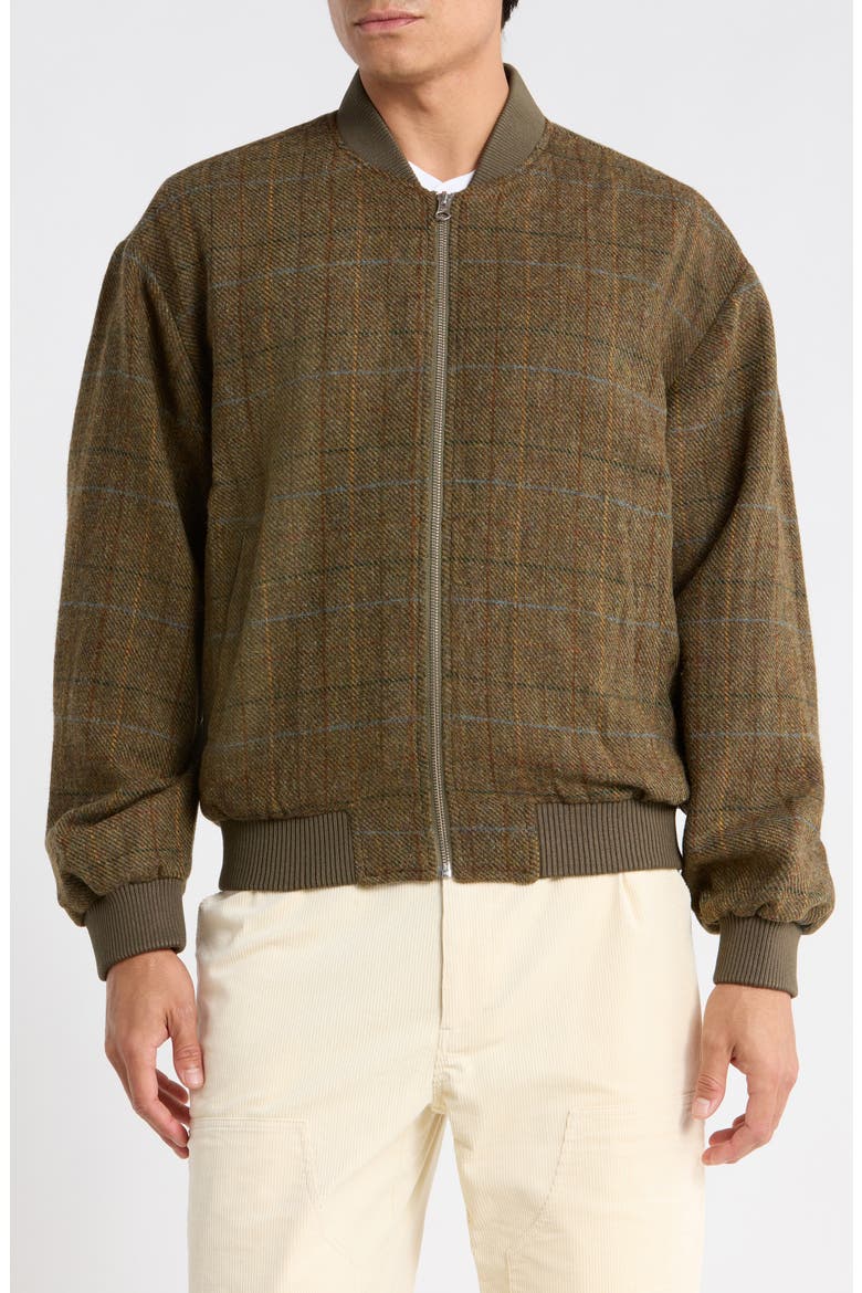 Damian Wool Plaid Bomber Jacket, Alternate, color, GREEN