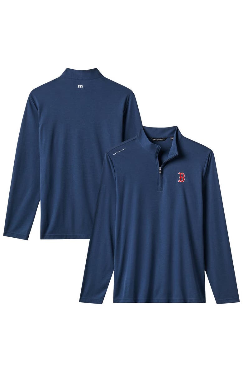 TravisMathew Men's TravisMathew Navy Boston Red Sox Time to Tailgate Tri-Blend Quarter-Zip Pullover, Alternate, color, Navy