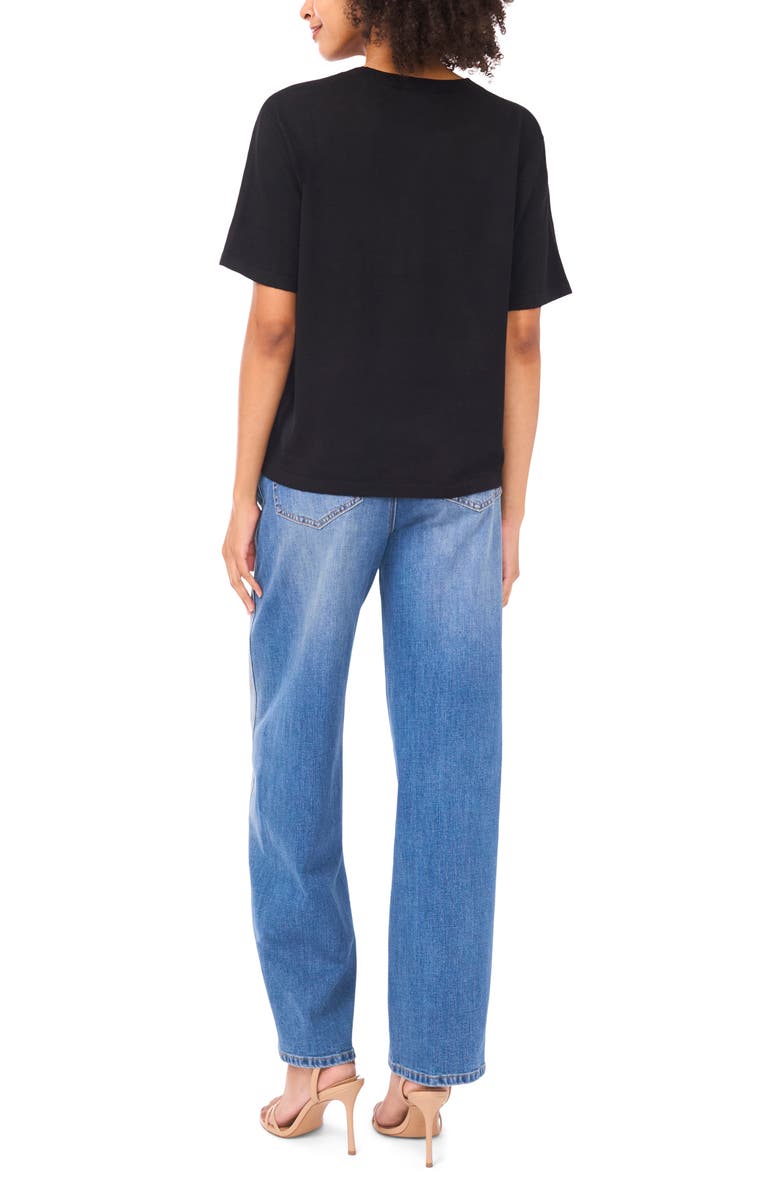 Vince Camuto Crewneck Knit Top, Alternate, color, Rich Black