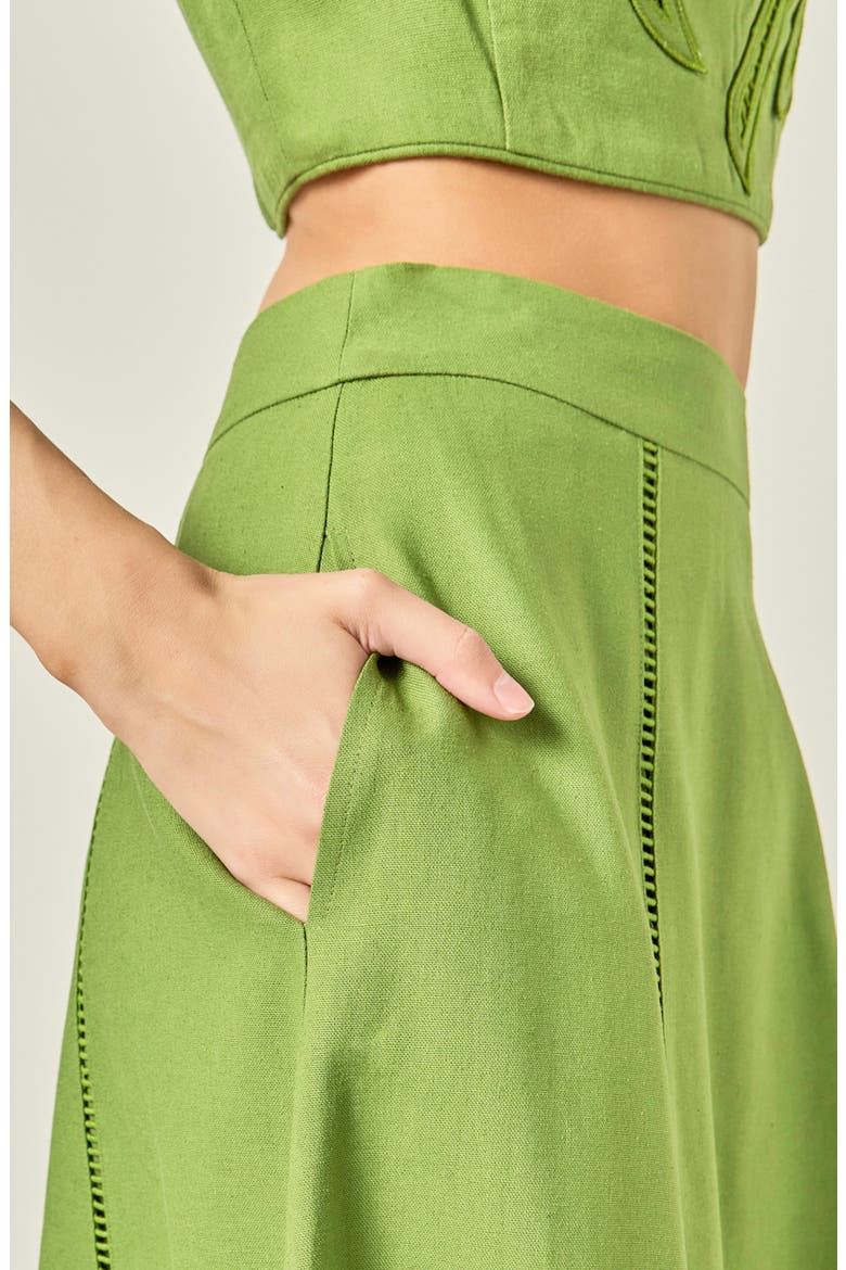 Palm Tree Embroidered Midi Skirt, Alternate, color, GREEN