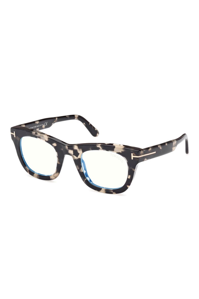 48mm Square Blue Light Blocking Glasses, Alternate, color, BLACK/OTHER