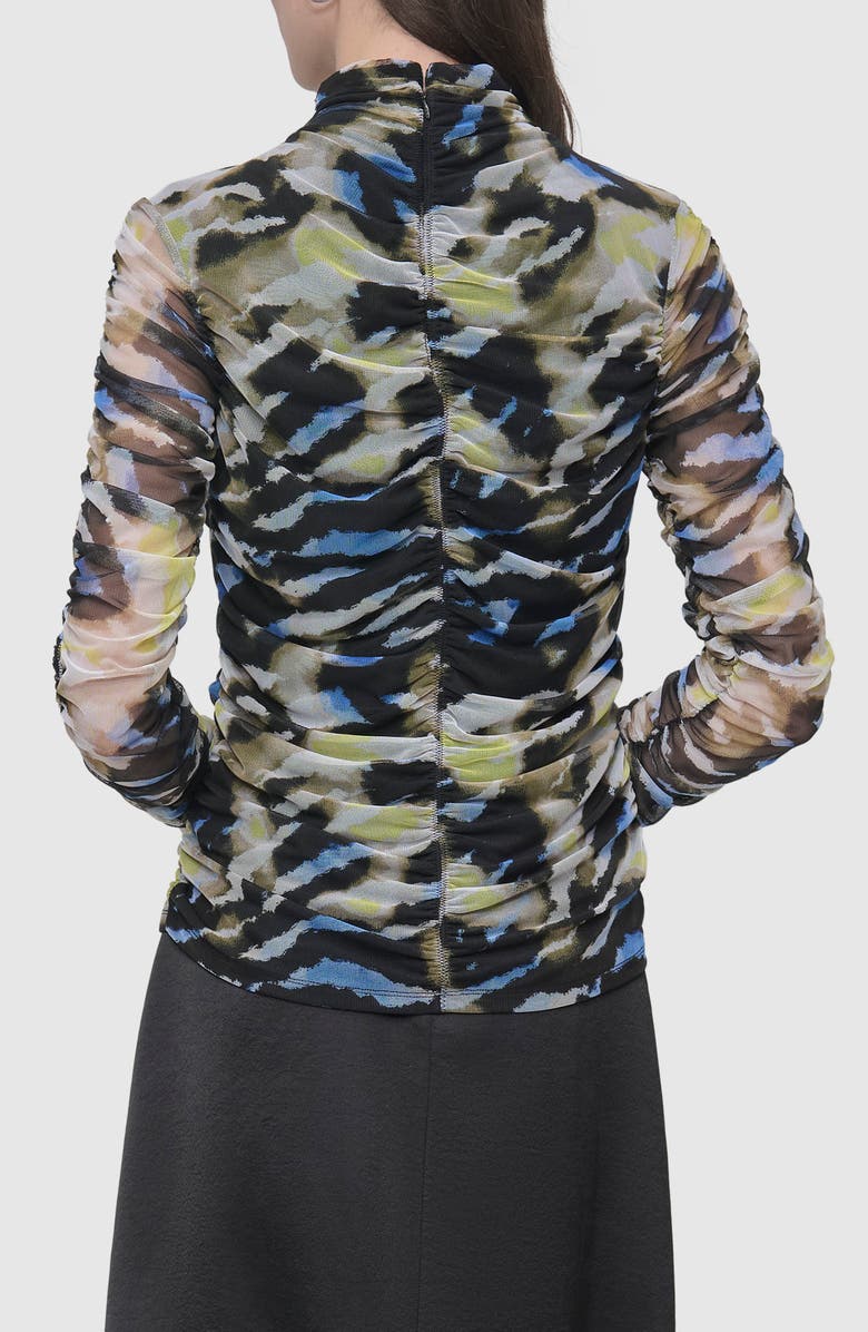 DKNY Printed Ruched Mesh Top, Alternate, color, 