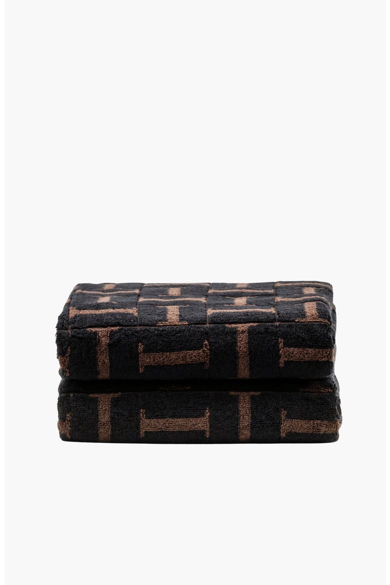 Tessera Australian Cotton Bath Towels, Main, color, Tobacco & Black