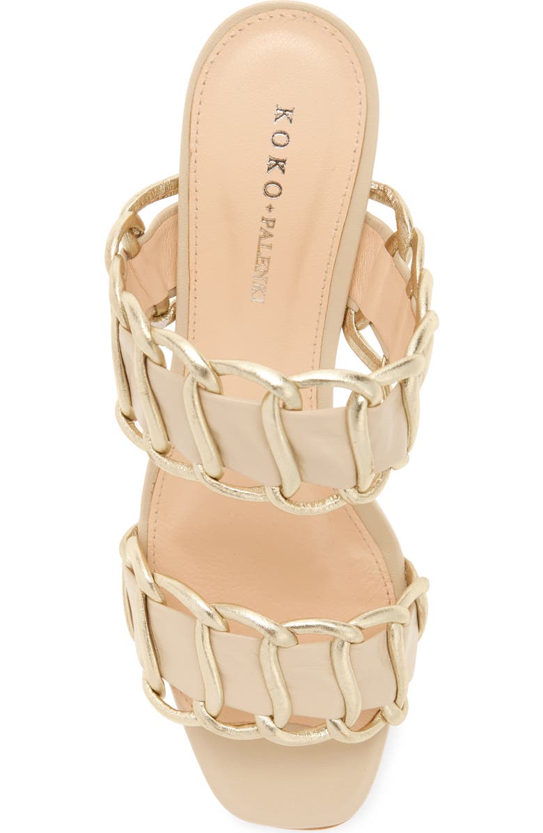 KOKO + PALENKI Nao Block Heel Slide Sandal, Alternate, color, Gold/ Beige Leather