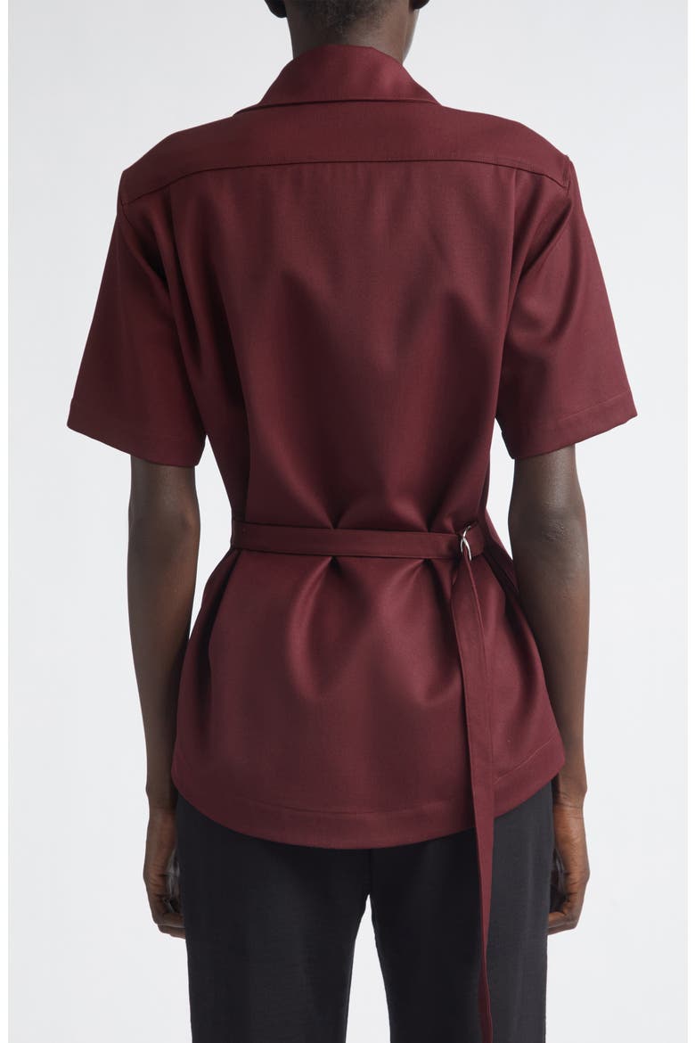 Nali Wool Blend Gabardine Button-Up Shirt, Alternate, color, OXBLOOD
