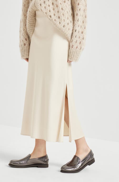 Brunello Cucinelli Satin Cady Fluid Pencil Skirt In White