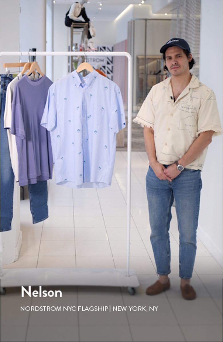 Palm Seersucker Short Sleeve Button-Down Shirt, sales video thumbnail