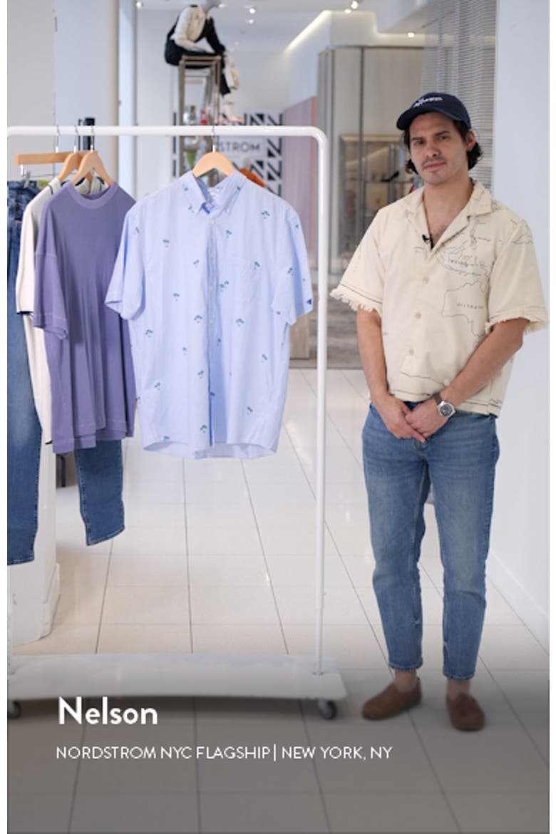 Palm Seersucker Short Sleeve Button-Down Shirt video