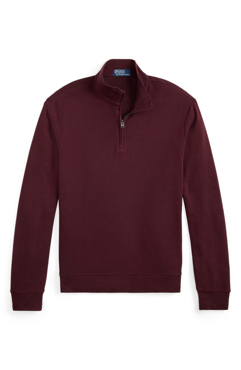 Polo Ralph Lauren Textured Double Knit Quarter Zip Pullover, Alternate, color, Spring Wine Heather/ Blackboot