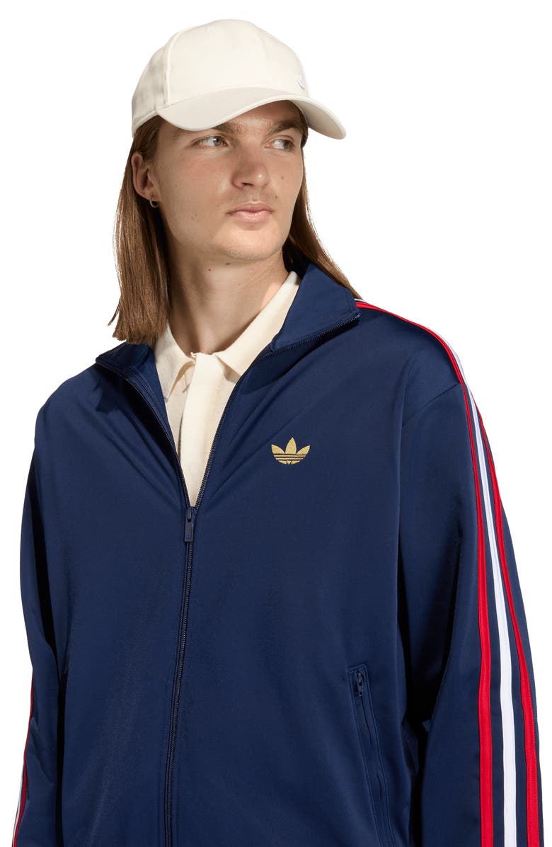 adidas Firebird Recycled Polyester Track Jacket, Alternate, color, Night Indigo/ Scarlet/ White