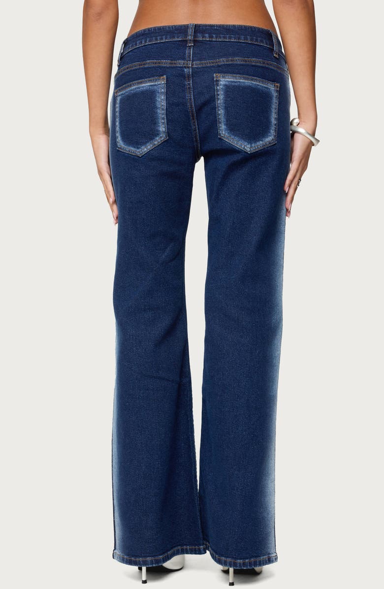 EDIKTED Airbrushed Low Rise Flare Jeans, Alternate, color, Dark-Blue-Washed