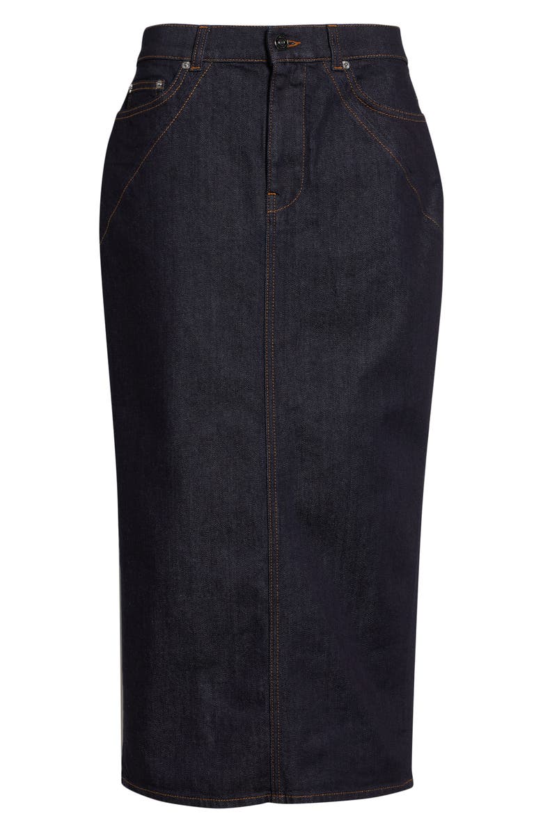 Givenchy Kick Back Denim Midi Skirt, Main, color, Dark Blue