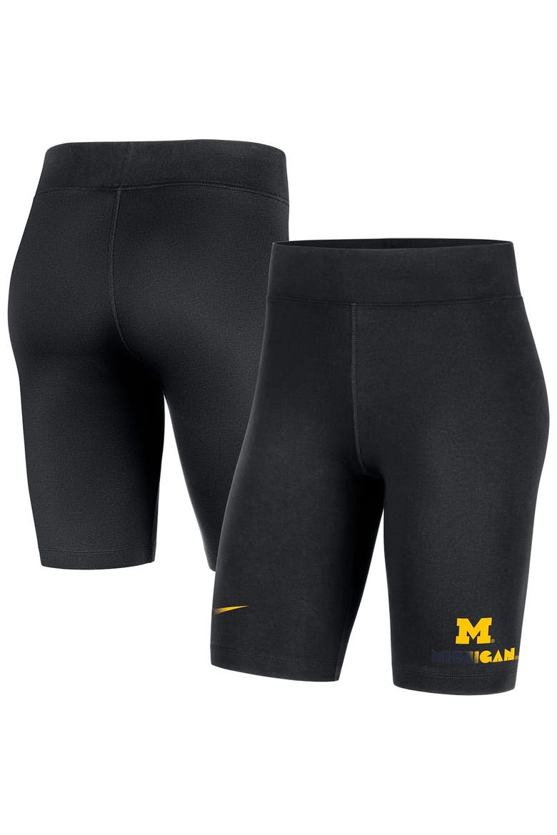 Women's Nike Black Michigan Wolverines Essential Tri-Blend Bike Shorts, Main, color, Black