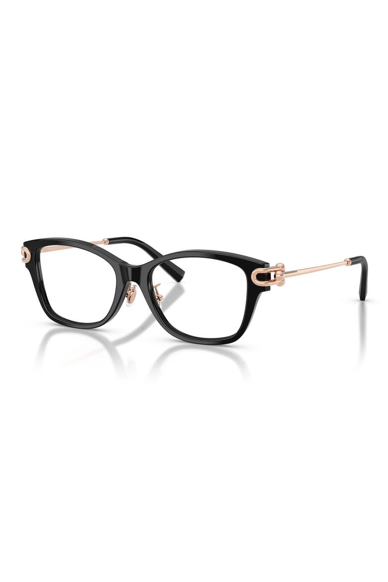Butterfly 51mm Low Bridge Rectangular Optical Glasses, Alternate, color, BLACK/ DEMO LENS