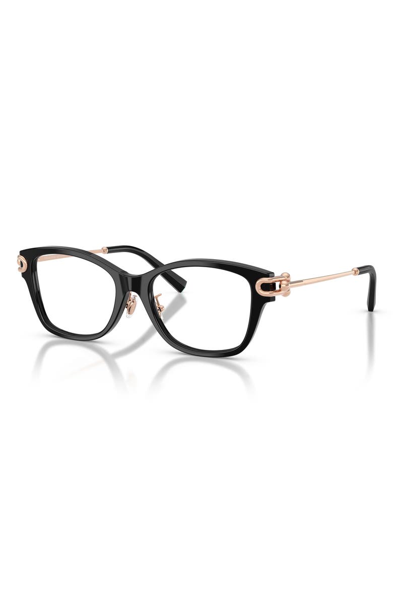 Tiffany & Co. Butterfly 51mm Low Bridge Rectangular Optical Glasses, Alternate, color, Black/ Demo Lens
