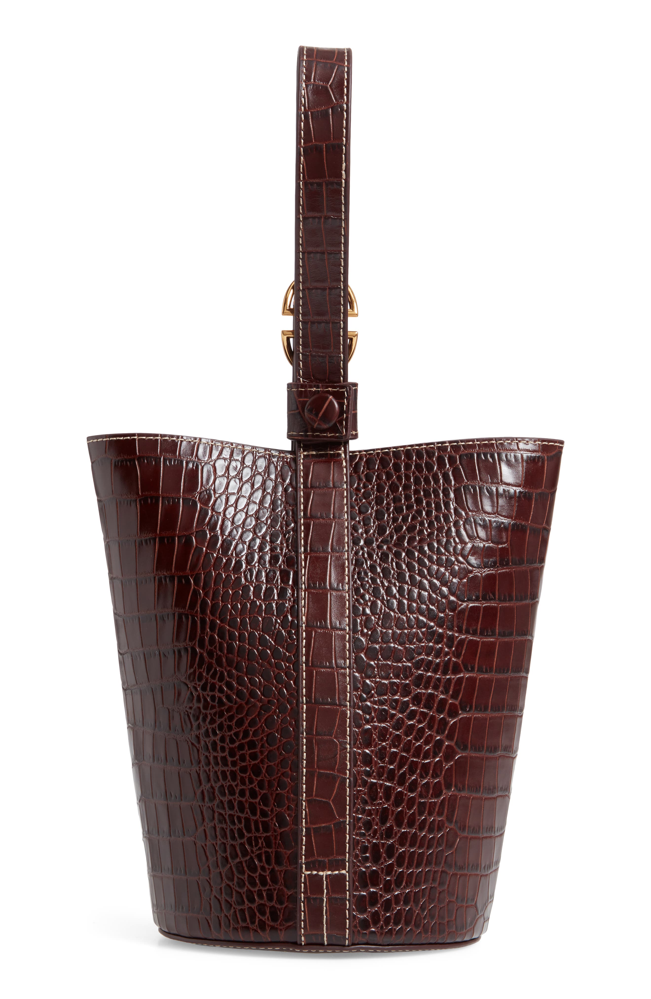 TRADEMARK Small Leather Bucket Bag, Alternate, color, 