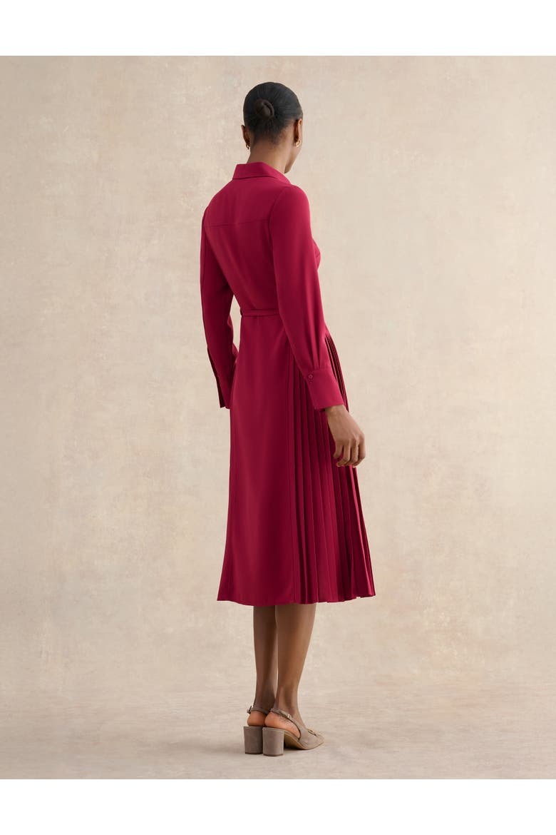 Ginny Belted Pleated Midi Shirt Dress, Alternate, color, Beetroot Pink