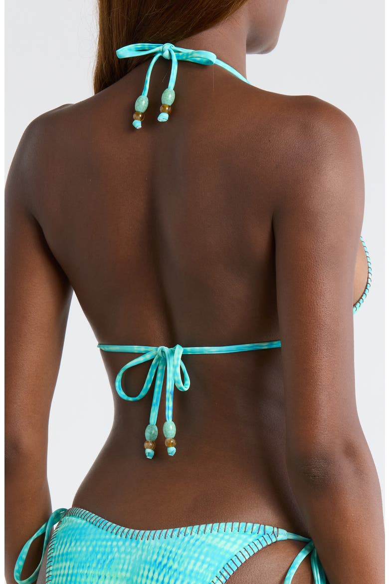 Ring Lace Stitch Halter Bikini Top, Alternate, color, SUMMER SEAS