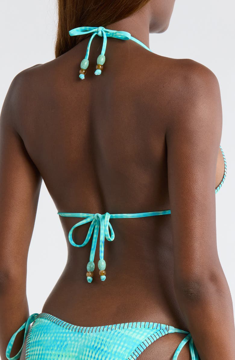 Kulani Kinis Ring Lace Stitch Halter Bikini Top, Alternate, color, Summer Seas